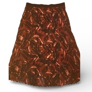 Halogen Black Rust Elastic Band Waist Pleated Midi Skirt